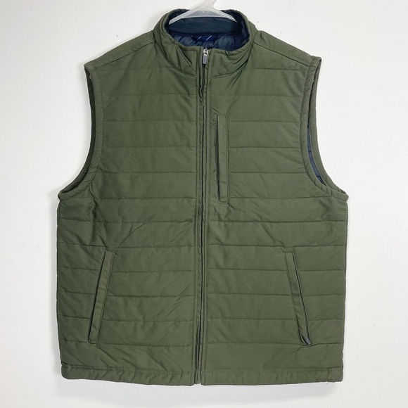 NEW Tailor Vintage Vest Mens Size Large Green Puffer Zip FrontNWOT